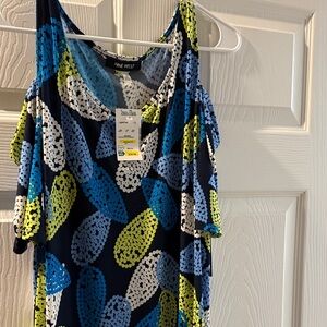 Nine West Vibrant Blue and Yellow Blouse